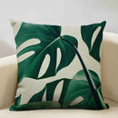 Axyaa Leaf Cushion Cover: Soft Linen Pillowcase 45x45cm