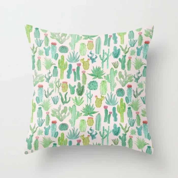 Axyaa Cactus Flower Succulent Plant Pillow Cover - Home Decorative Cushion Cover