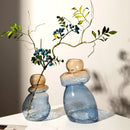 Axyaa Gourd Shape Gradient Glass Vase for Home Decor and Floral Arrangements