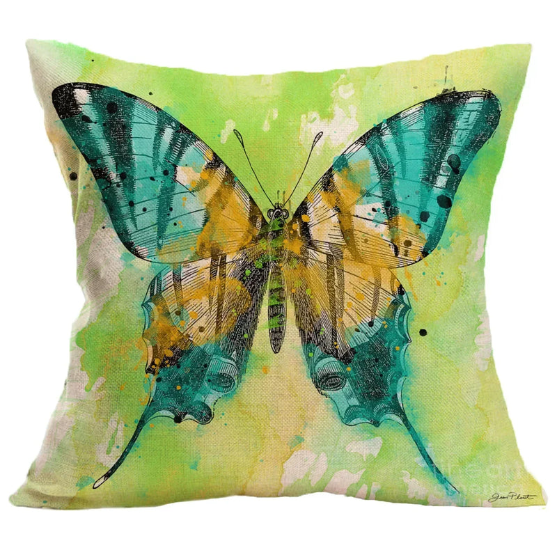 Axyaa Butterfly Pattern Linen Cushion Sleeve for Home Living Room Bedroom Sofa Car