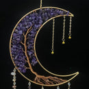 Axyaa Agate 7 Chakra Gem Dream Catcher Wall Decor Moon Gemstone Wind Chime