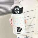 Axyaa Kawaii Cat Bow-tie 500ml Thermos Water Bottle - Stainless Steel Tumbler