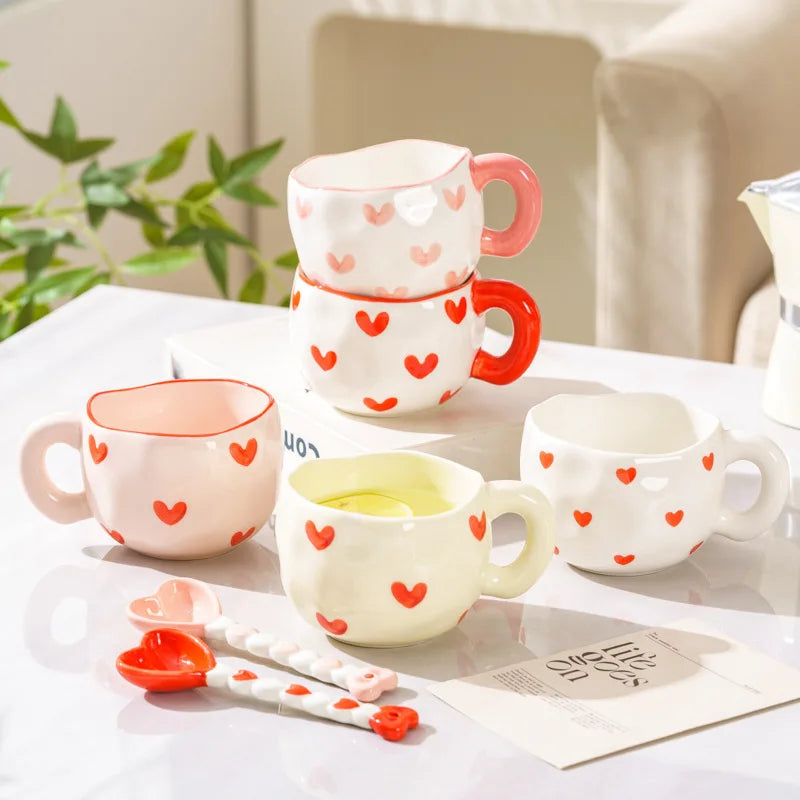 Axyaa Ceramic Mug: Irregular Pattern Coffee Cup for Creative Gifts