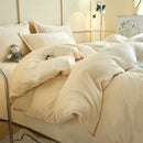 Axyaa Solid Flannel Bedding Set, Reversible Fleece Duvet Cover and Cozy Sheet with Pillowcases