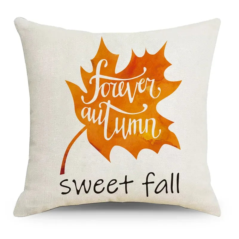Axyaa Autumn Pumpkin Cushion Cover 18x18 Inches - Modern Thanksgiving Decor Pillowcase