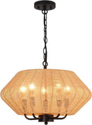 Axyaa 5-Light Rattan Chandelier for Kitchen Bedroom Living Room.