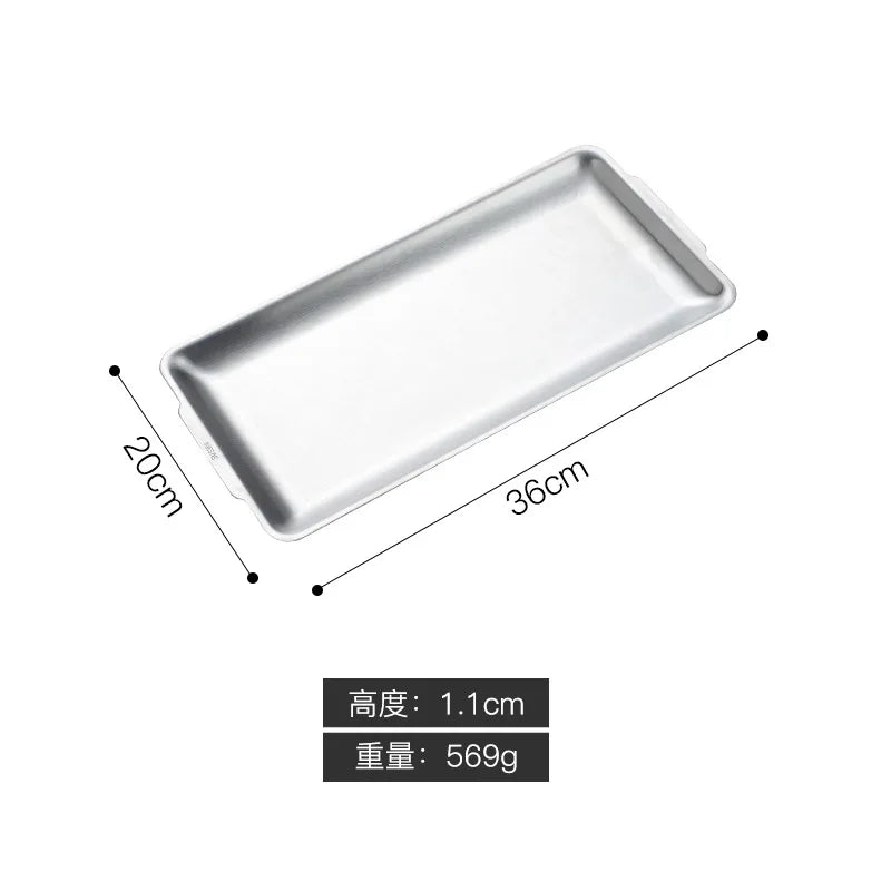 Axyaa Stainless Steel Rectangular Food Storage Tray for Sushi BBQ Baking Pan