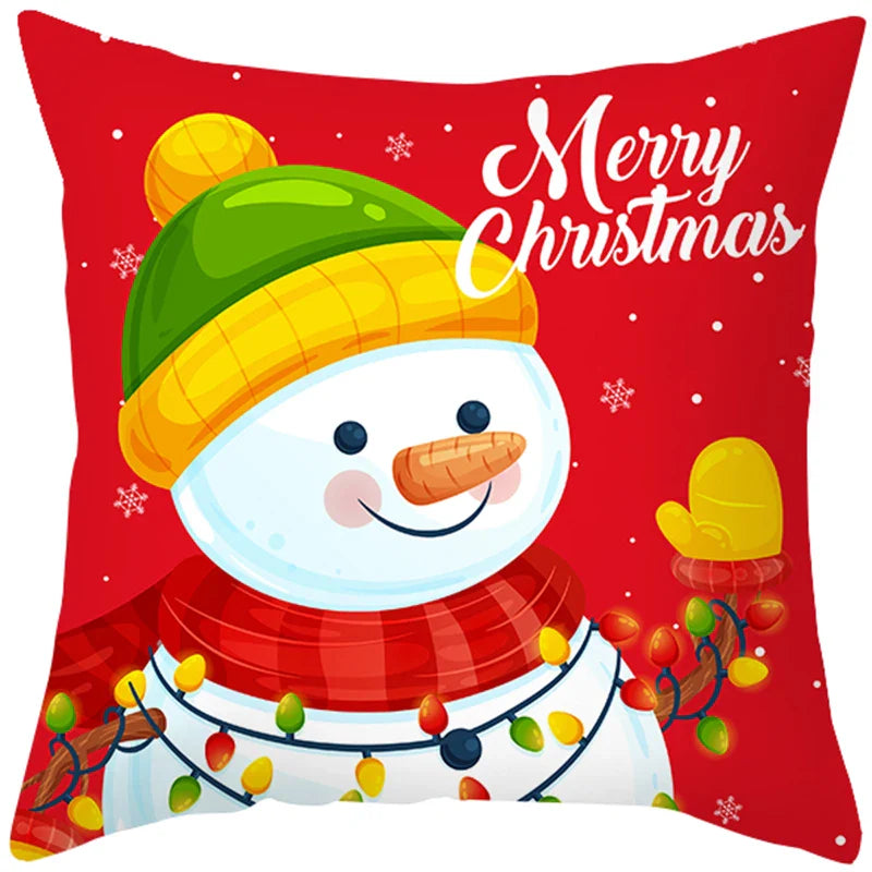 Axyaa Christmas Cushion Cover 45x45cm Snowman Santa Noel Navidad Happy New Year