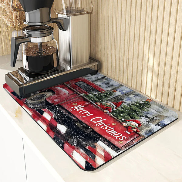 Absorbent Draining Mat by Axyaa: Antiskid Kitchen & Bathroom Quick Dry Pad