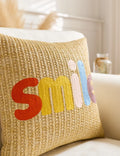 Embroidered Happy Home Pillow Cover by Axyaa for Living Room & Bedroom