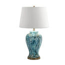 Axyaa Ceramic Table Lamp LED Blue Desk Light for Home Decor