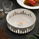 Axyaa Insulated Ceramic Griddle Dish Plate with Cover for Candle Heating