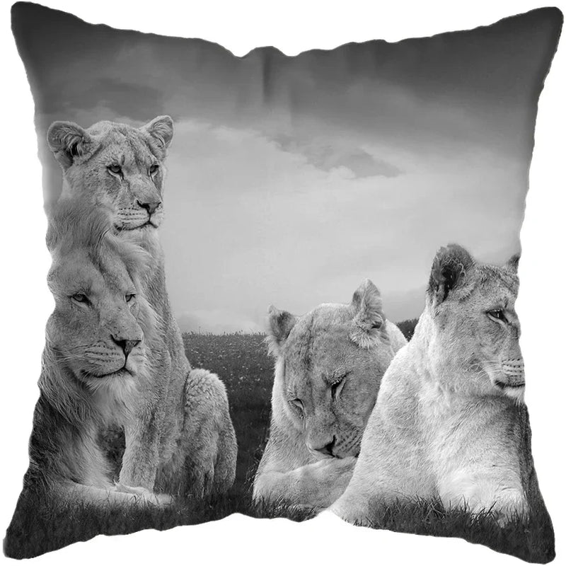 Wild Animals Lions Tigers Cushion Cover - Axyaa Luxury Home Decor