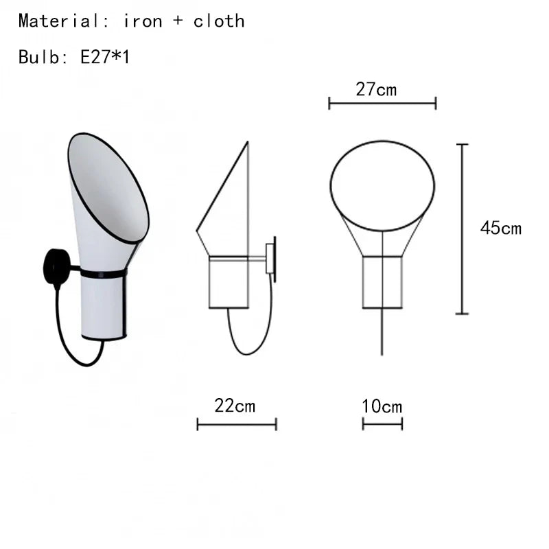 Axyaa White Cloth Lampshade Wall Light for Bedroom | Art Deco Sconce