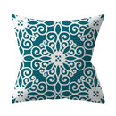 Teal Blue Green Floral Stripe Geometric Pillowcase by Axyaa for Home Decor