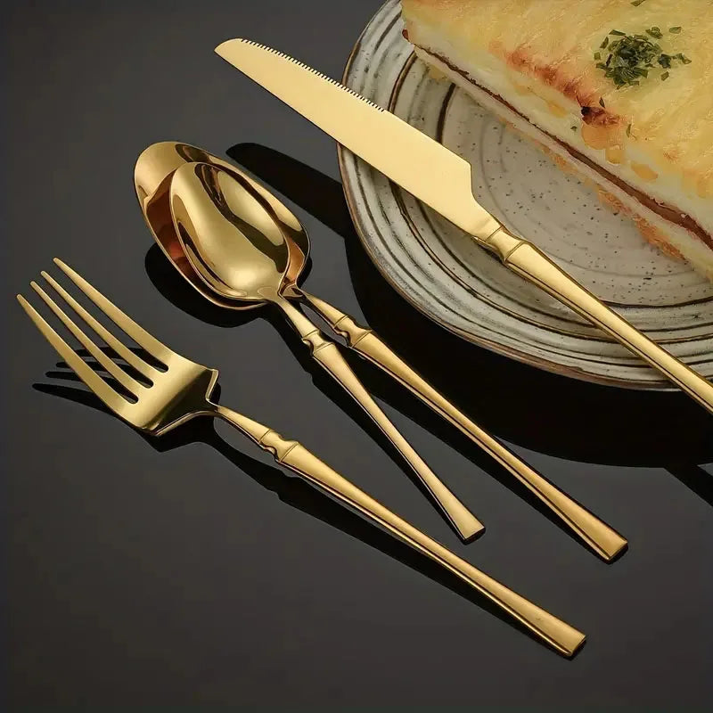 Axyaa 24-Piece Stainless Steel Cutlery Set for Restaurant Banquets