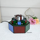 Axyaa Tiffany Glass Cake Lamp LED Night Light Table Bedroom Decor
