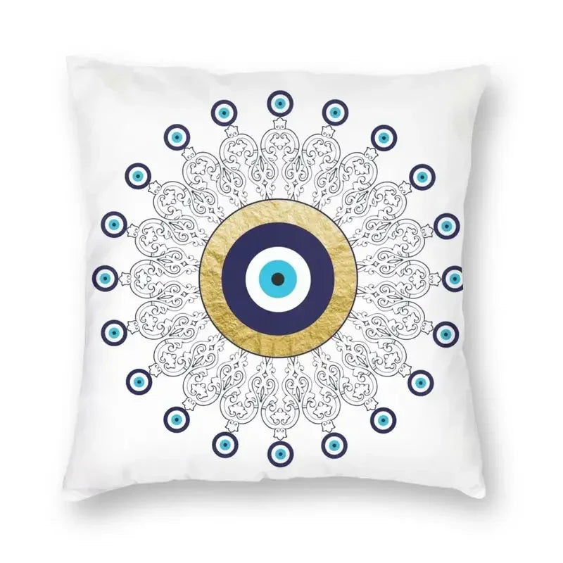 Evil Eye Black Art Cushion Cover Mystery Spirit Pillowcase by Axyaa