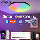 Axyaa 38cm Round Smart Ceiling Light: RGB Ambient, APP Remote Dimming, Voice Control