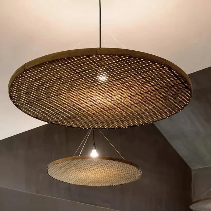 Axyaa Bamboo Pendant Light: Wabi Sabi Style Rattan Hanging Lamp for Home, Restaurant, Tea Room