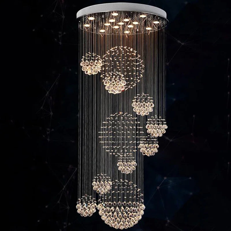 Axyaa Crystal Ball Design Large Chandelier - D80xH300cm - 13PCS