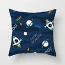 Axyaa Space Cat Moon Cushion Cover Universe Sun Planet Rocket Pillowcase