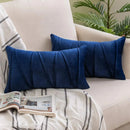 Axyaa Velvet Lumbar Throw Pillow Covers 12x20 Inch - Farmhouse Cushion Cover Cojines