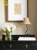 Axyaa Retro Rattan Weave Table Lamp LED E27 Decorative Desk Light for Living Room or Bedroom