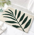 Axyaa Green Leaves Bath Mat - Non-Slip Soft Microfiber Doormat