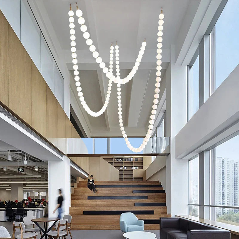 Axyaa Nordic Luxury LED Glass Chandeliers for Staircase and Hotel Engineering