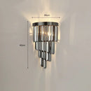 Axyaa Luxury Gold Smoky Gray Crystal Wall Sconce - Modern LED Bedside Light