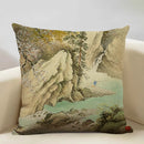 Axyaa Japanese Landscape Ukiyo Style Cushion Cover 45x45cm Art Decor Linen Pillow Case