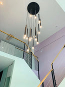 Axyaa Nordic Spiral Staircase Pendant Lights - Black Villa Living Room Chandelier