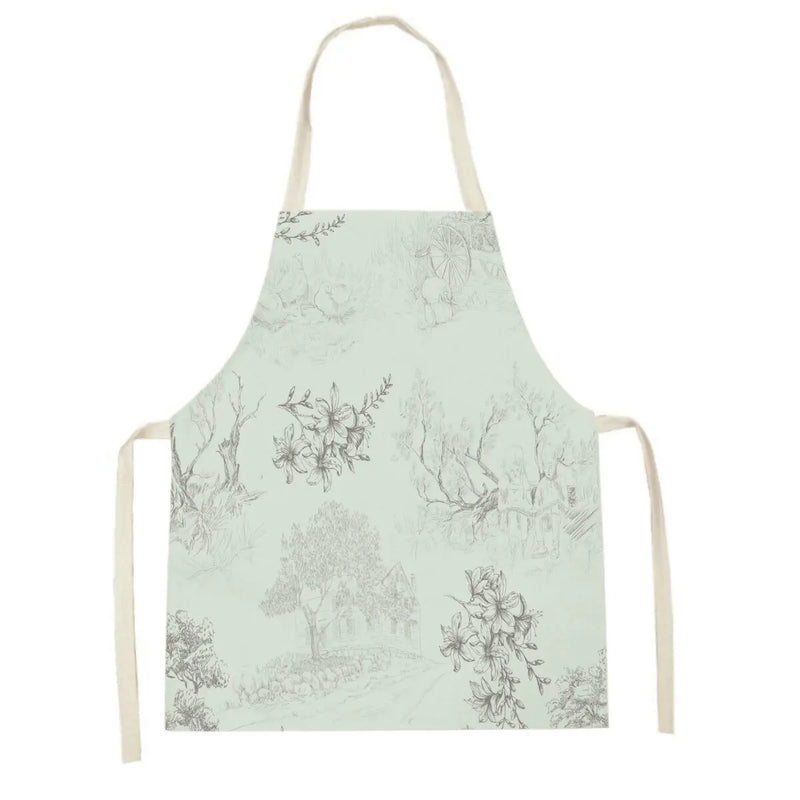 Axyaa White Gold Mountain View Kitchen Apron for Home Cooking and Baking