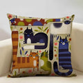Axyaa Funny Cat Cartoon Pillowcase Linen Cushion Cover for Kids Nursery