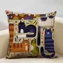 Axyaa Funny Cat Cartoon Pillowcase Linen Cushion Cover for Kids Nursery