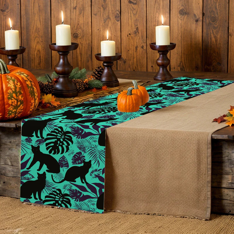 Axyaa Tropical Plant Branches Table Runner - Elegant Dining and Wedding Decor