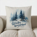 Axyaa Winter Scene Pillow Cover for Sofa Bedroom Car - Deer, Snowman & Cabin
