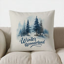 Axyaa Winter Scene Pillow Cover for Sofa Bedroom Car - Deer, Snowman & Cabin