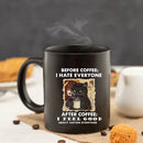 Axyaa Cat Mug 350ml Black Ceramic Office Coffee Cup for Friends and Company