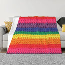 Axyaa Rainbow Crochet Throw Blanket for Vintage Sofas