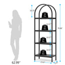 Axyaa 4-Tier Wood Bookcase Storage Shelves - Freestanding Metal Frame Display Rack