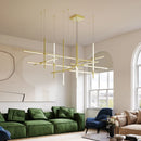 Axyaa Gold Black Linear LED Chandelier for Hotel Dinning Room