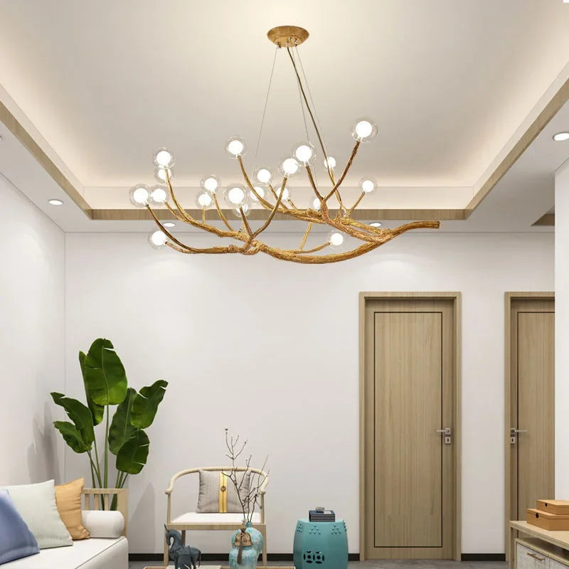 Axyaa Branches Chandelier: Resin LED Pendant Lights for Luxury Living Room Decor