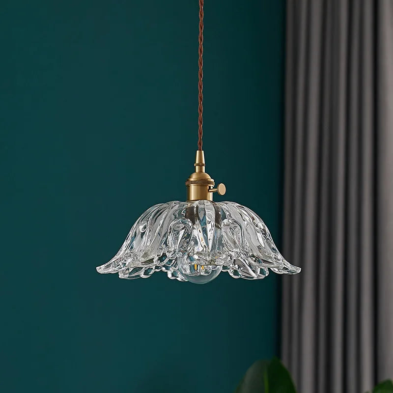 Axyaa Clear Glass LED Pendant Lamp with Knob Switch - Modern Copper Hanglamp