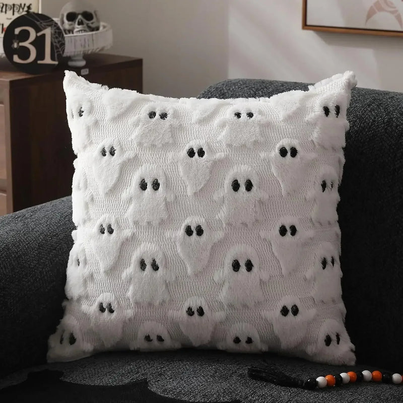 Axyaa White Ghost Plush Pillow Covers for Home Decor