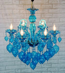 Blue Glass Bubble Chandelier by Axyaa - Modern Lighting Fixture for Living and Dining Rooms