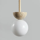 Axyaa Stone Wood LED Chandelier | Cream Style Bedside Lamp | Medieval Restaurant Bar Light