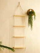 Axyaa 4 Layer Wooden Floating Wall Shelf Flower Pot Rack Boho Home Decor