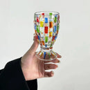 Axyaa Hand-painted Glass Candy Jar with Woven Pattern Whiskey Glass